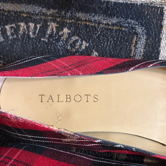 Talbots Red and Black Plaid Flats - Picture 2 of 3